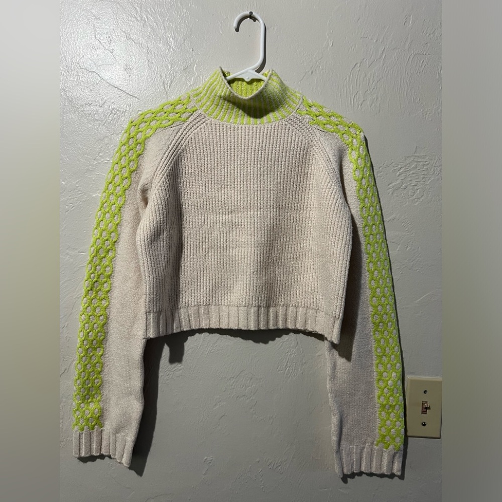 Women's Cream and Green Sweater